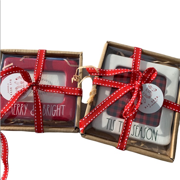 Rae Dunn picture frame ceramic ornaments set of 2